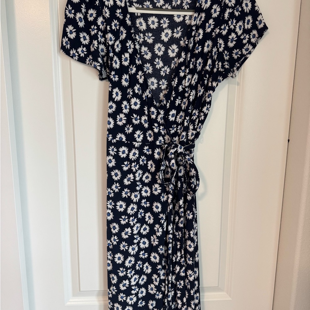 Floral Navy Wrap Dress